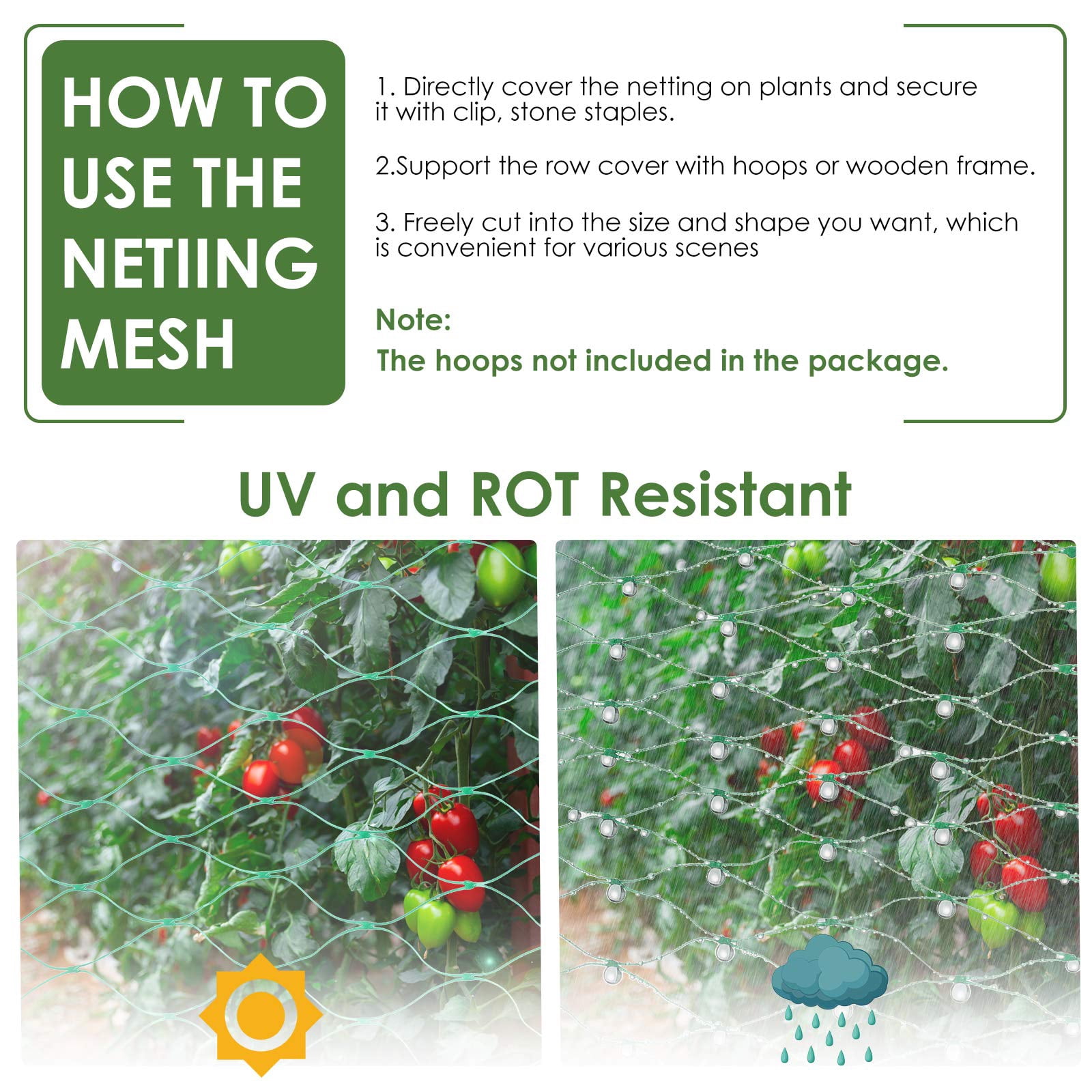 Bird Netting for Garden,Garden Netting Pest Barrier,Cicada Netting Protect Fruit Trees Blueberry Bushes Vegetable Plant,Plastic Net for Garden Against Birds, Deer,Squirrels