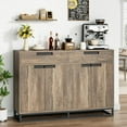 thumbnail image 3 of Luku 55" Modern Farmhouse Sideboard Buffet Cabinet with 2 Drawers & 4 Doors, Large Kitchen Storage Coffee Bar Table with Adjustable Shelves for Dining Room, 3 of 7