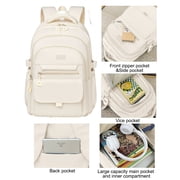 DAKIMOE School Backpack for College High Middle School Fashion Student bag, Cute Aesthetic Teen Bookbag for Teens Women, Beige