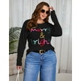 thumbnail image 3 of Drvitor Christmas Sweaters for Women Plus Size Crew Neck Sequin Letters Sweater Holliday Merry Pullover Sweater, Sizes XL-5XL, 3 of 10