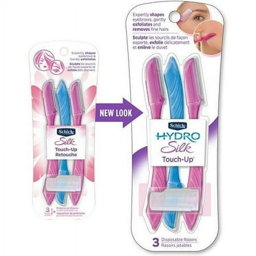 Schick Hydro Silk Touch-Up Multipurpose Exfoliating Dermaplaning Tool, Eyebrow Razor, and Facial Razor with Precision Cover, 3 Count (Packaging May Vary)