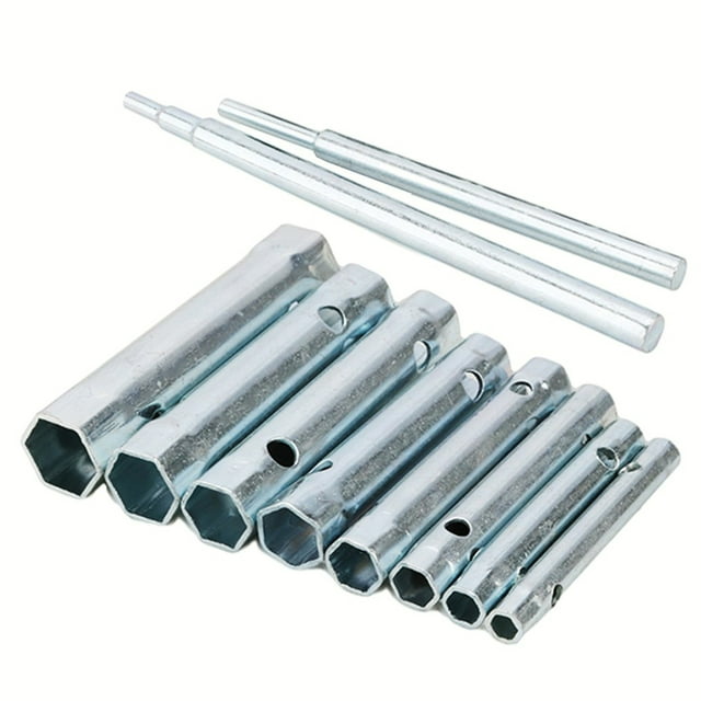 Lefu 10pcs 6-22mm Metric Tubular Box Wrench Set Tube Bar Hollow Socket Filter Wrench