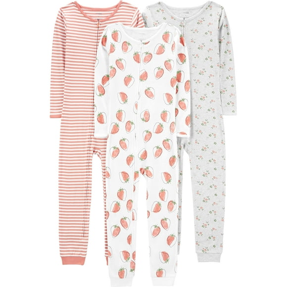 Paquete de 3 pijamas de algodón sin pies Simple Joys para bebés