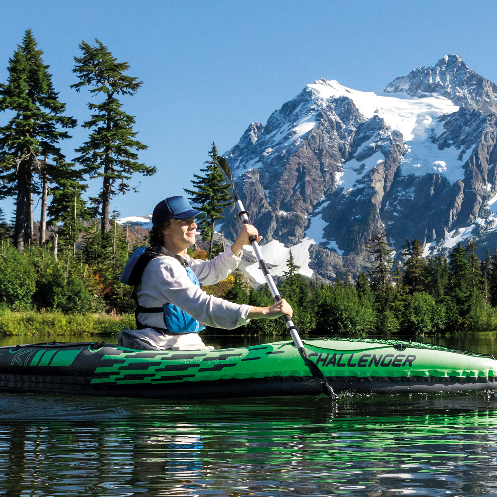 Intex Challenger K1 Inflatable Single Person Kayak Set and Accessory Kit w/ Pump - image 3 of 6