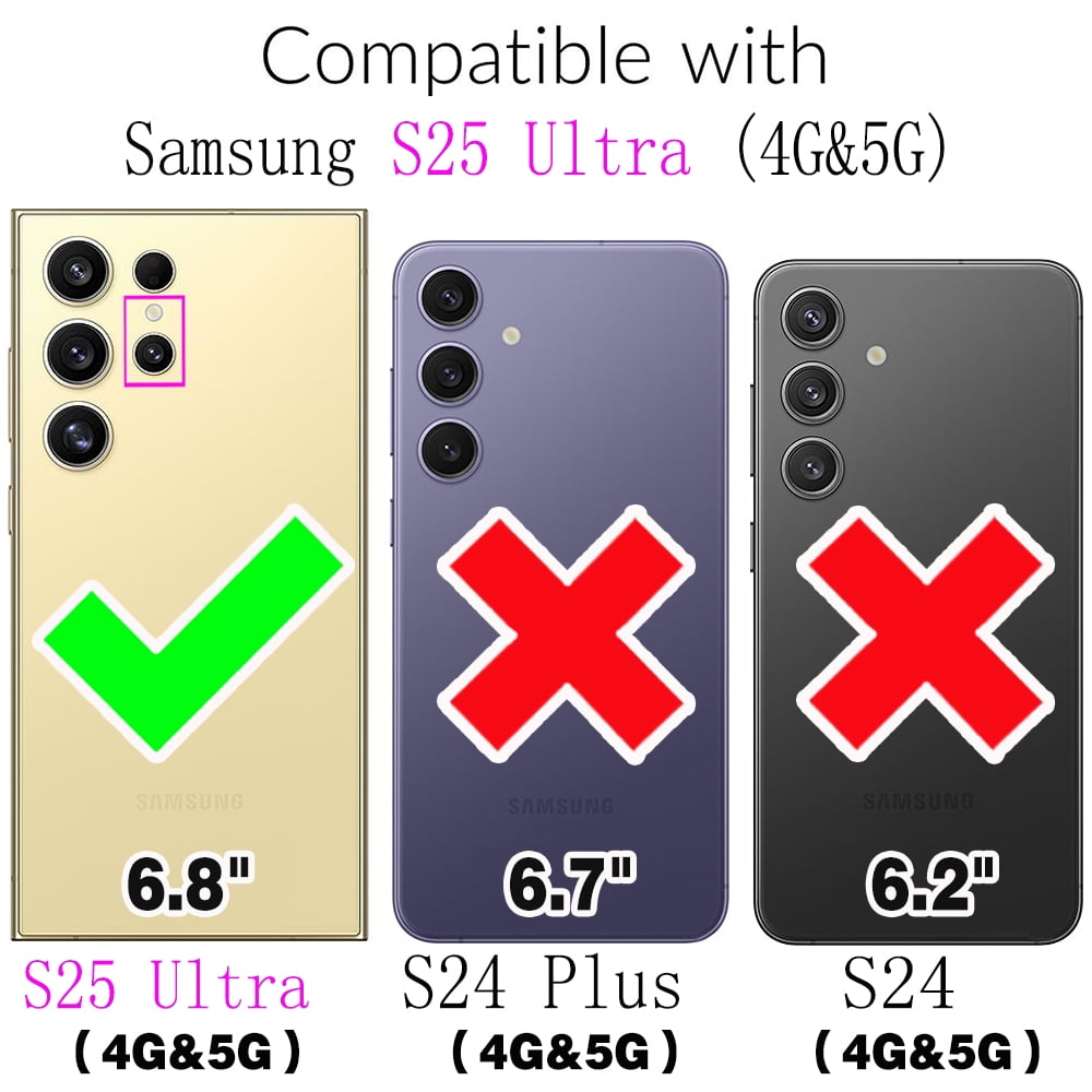 Asuwish Phone Case for Samsung Galaxy S25 Ultra 5G Zipper Wallet Detachable Cell Cover with Tempered Glass Screen Protector Crossbody Lanyard Strap Bling Glitter Flip Card Holder Slot S25Ultra White