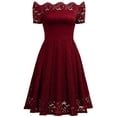 thumbnail image 5 of Vestido de fiesta de encaje de manga corta sin tirantes de moda para mujer, 5 of 5
