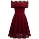 thumbnail image 5 of Vestido de fiesta de encaje de manga corta sin tirantes de moda para mujer, 5 of 5