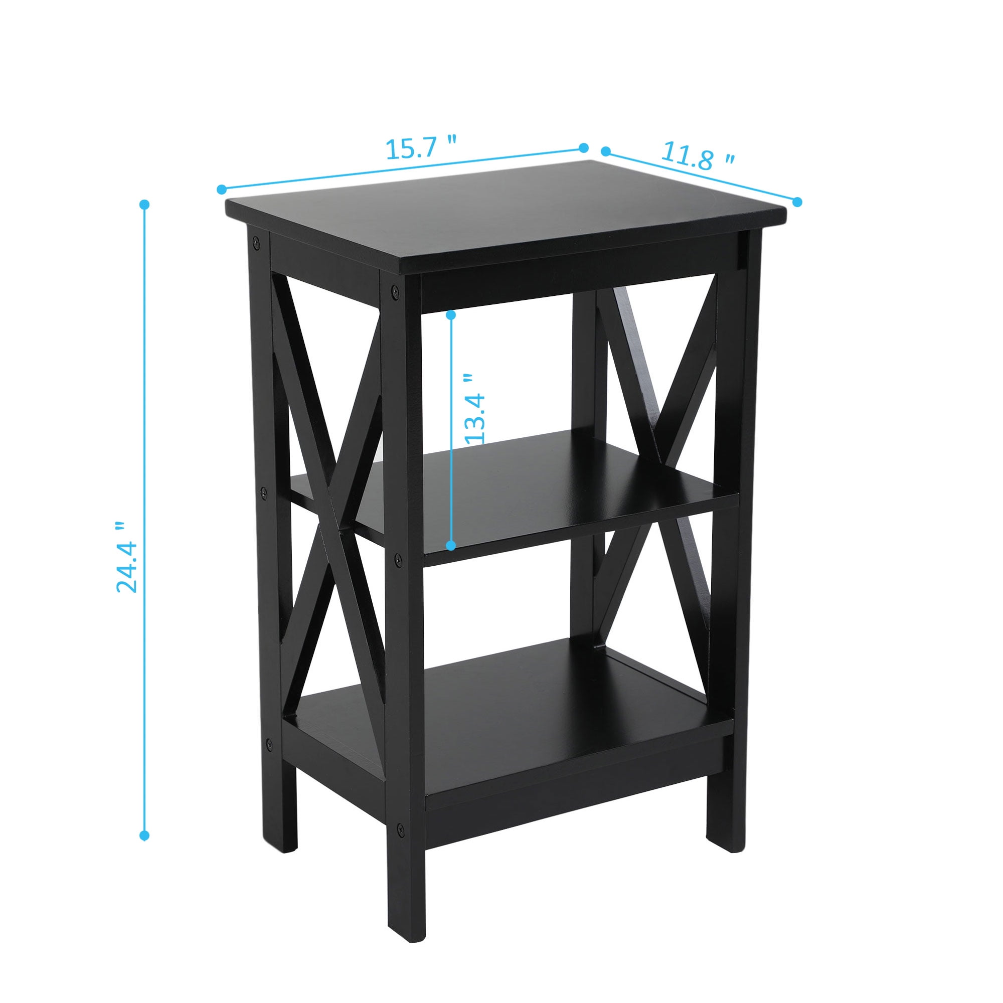 Kepooman Modern Versatile Set of 2 Nightstands Side End Table Night Stand Storage Shelf with Storage Shelf, X-Shaped Design for Living Room Bedroom, Black Kepooman Modern Versatile Set of 2 Nightstands Side End Table Night Stand Storage Shelf with Storage Shelf, X-Shaped Design for Living Room Bedroom, Black