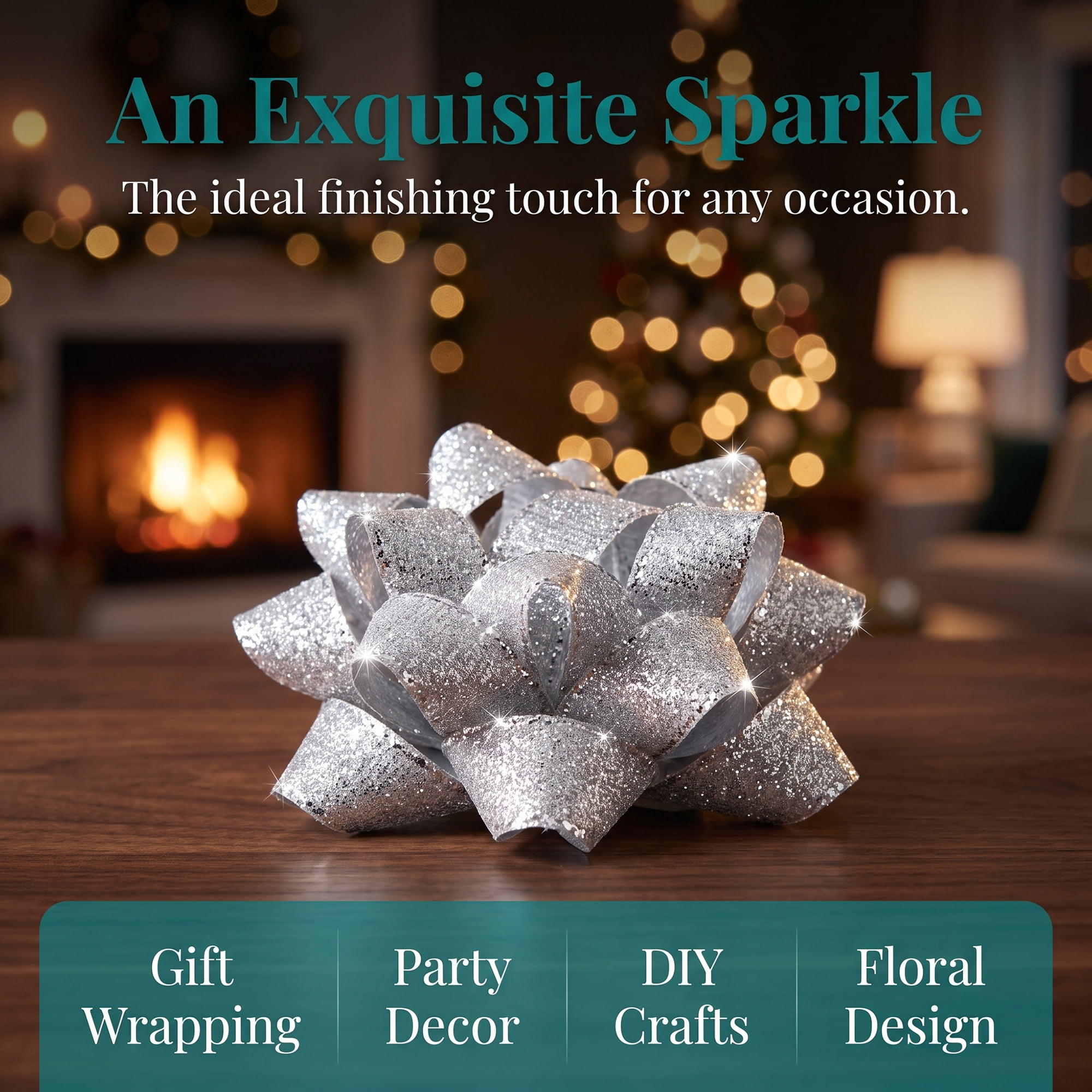 Unique Bargains Multi-Layer Star Gift Bows for Holiday Gift Wrapping and Decoration Silver