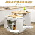 thumbnail image 3 of HOMCOM Kitchen Island with Storage Cabinet and 2-Level Rubber Wood Tabletop, Island Table with Adjustable Shelves and Drawers, White, 3 of 9