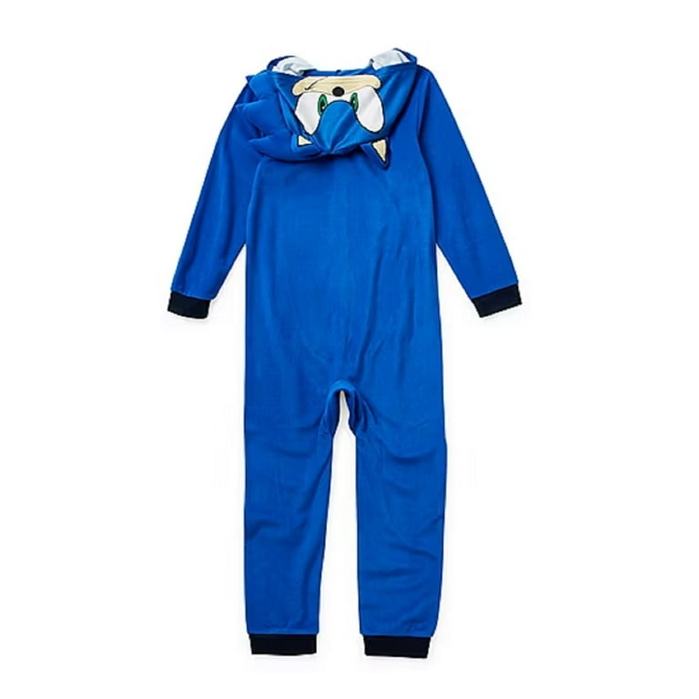 Sonic The Hedgehog Boys Pajama One Piece Hooded Zip Front Blanket Sleeper 10 Walmart