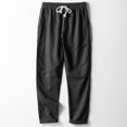thumbnail image 5 of Pantalones casuales de lino Pantalones largos de tubo recto sueltos de lino para hombre Pantalones de algodón y lino de talla grande para verano, 5 of 5