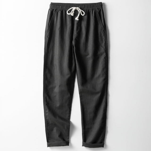 Pantalones casuales de lino Pantalones largos de tubo recto sueltos de lino para hombre Pantalones de algodón y lino de talla grande para verano