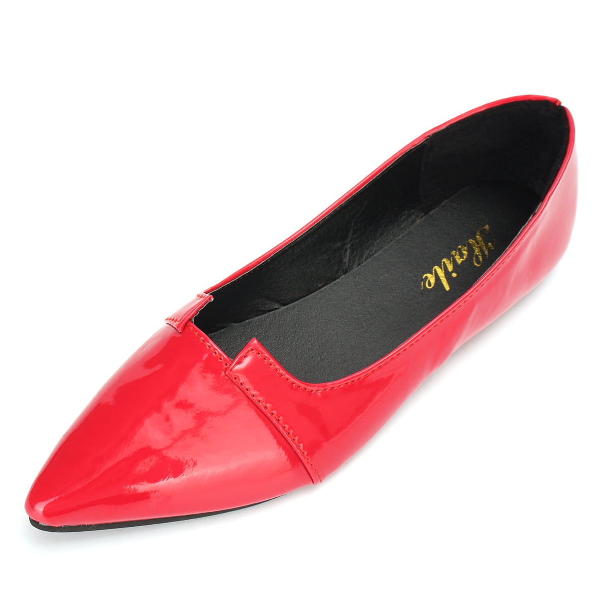 New Womens Lady Flats Shoes Slip On Patent Leather Pointy Toe Work Casual Shoes