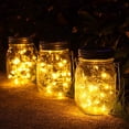 thumbnail image 1 of Paquete de 3 lámparas solares para jardín, 20 linternas LED solares para exteriores en tarro de albañil resistentes a la intemperie, luces de hadas en vidrio, luces solares para decoración de jardín, 1 of 7