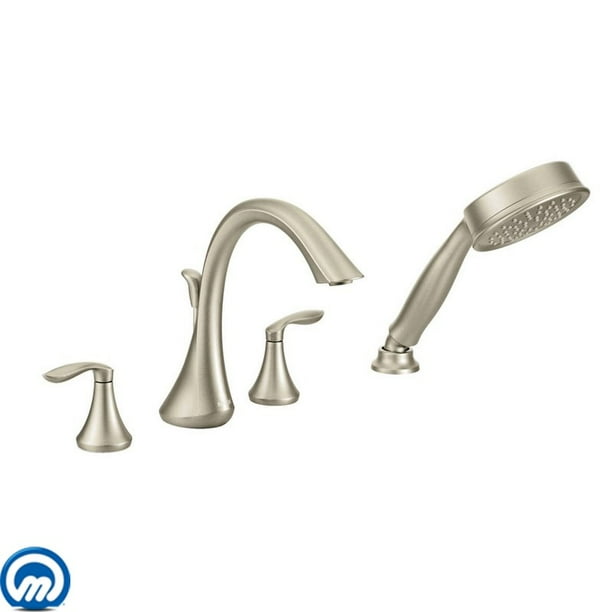 Moen Eva Brushed Nickel TwoHandle Roman Tub Faucet Includes Hand