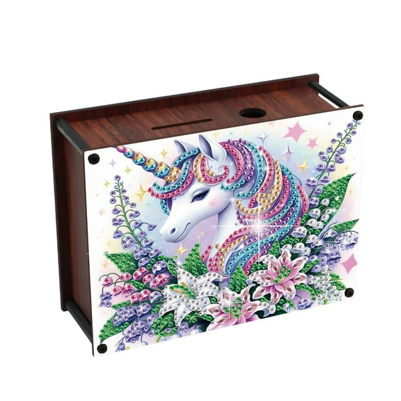 DIY Diamond Painting Money Box Kit Flower Patterned Unicorn 5D Handcrafted Artistic Coin Storage Jar Birthday and Christmas Gift