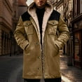 thumbnail image 4 of RYDCOT Winter Jackets for Men Vintage Faux Suede Fleece Sherpa Lined Long Coat Casual Thick thermal Cargo Zip up Snap Jacket with Pocket Western Khaki, 4 of 9