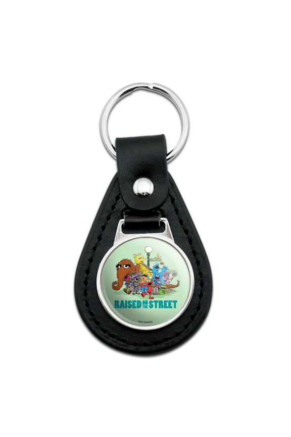 Black Leather Sesame Street Raised on the Street Keychain
