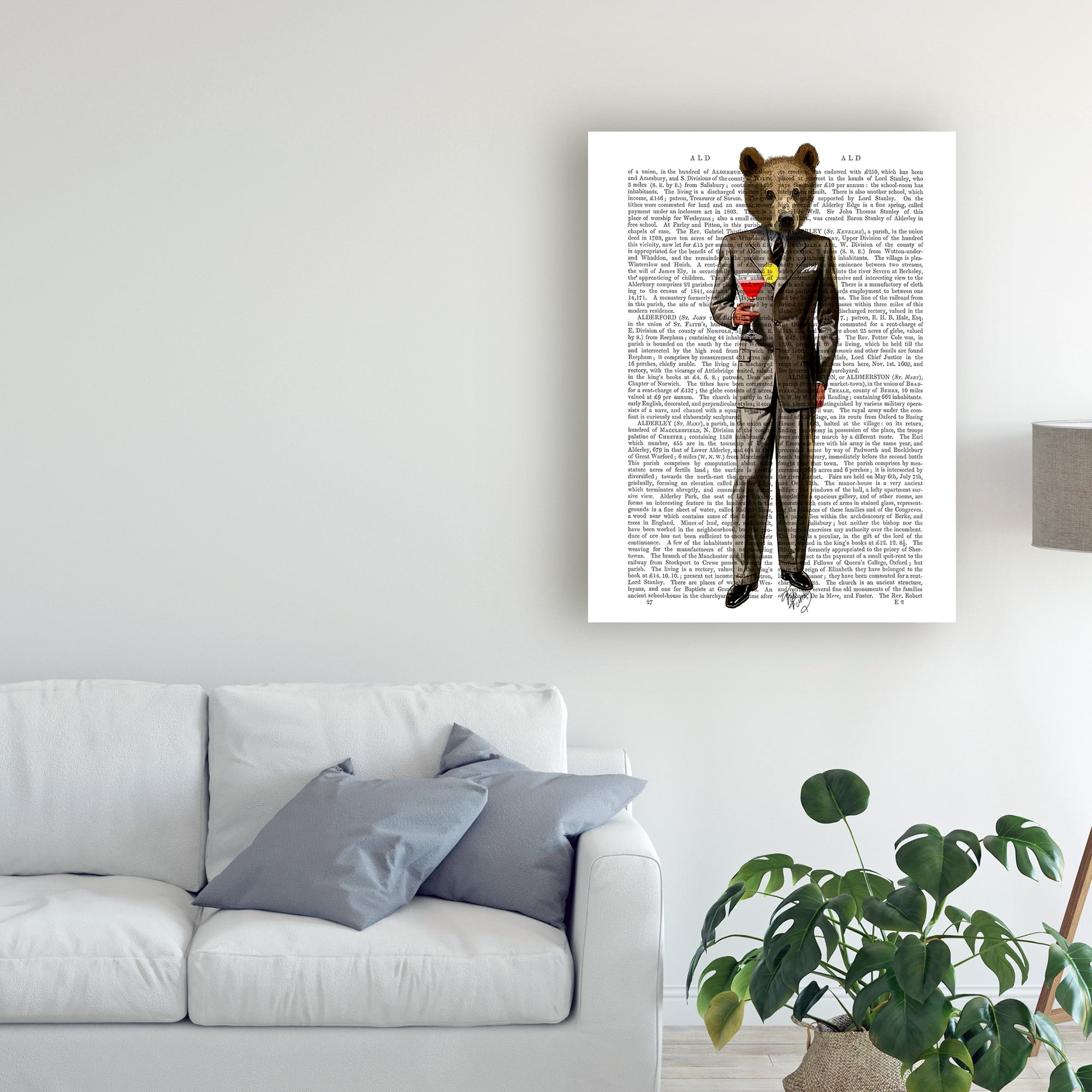 Trademark Fine Art 'Bear With Cocktail Suit' Canvas Art by Fab Funky