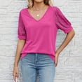 thumbnail image 4 of Giftesty Womens Tops Plus Size Women's Fashion Solid Color V-neck Comfortable Loose T-Shirt Blouse Casual Tops, 4 of 8