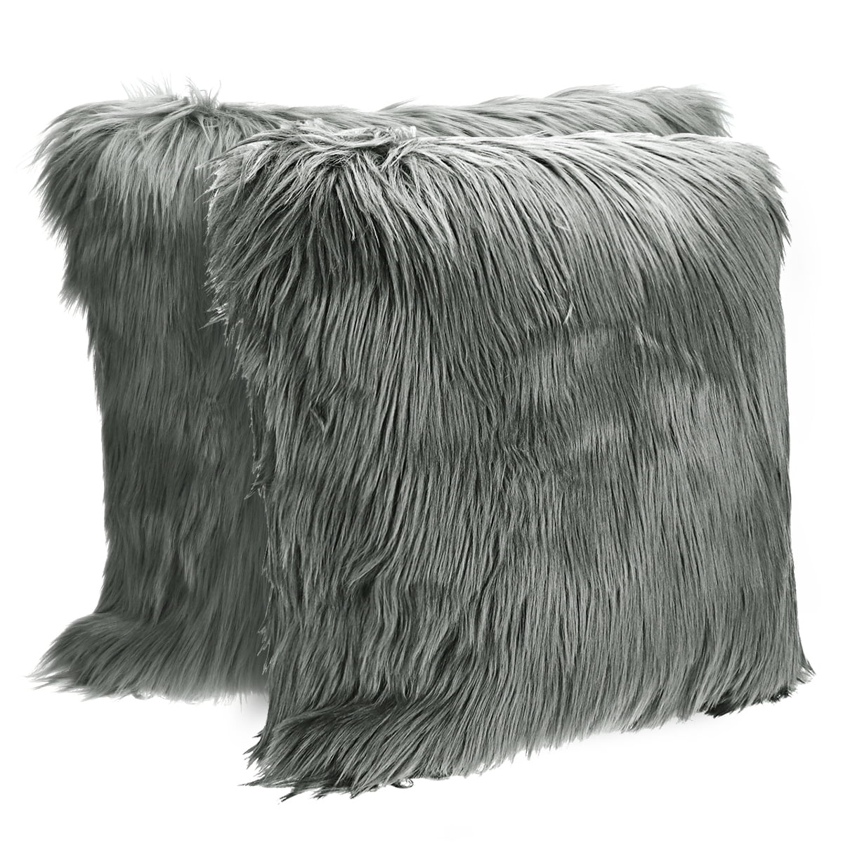 Double Side Plush Furry Throw Pillows Fluffy Pillow Covers, Faux