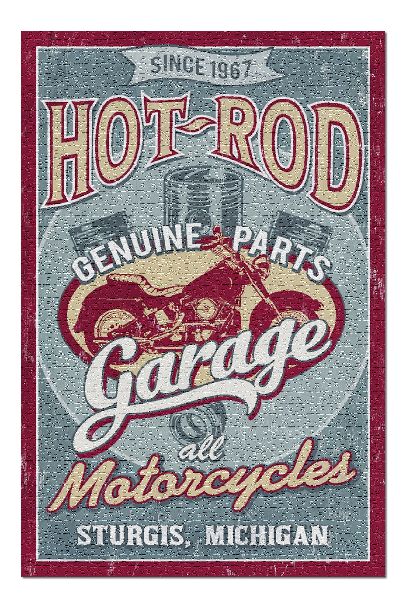 Sturgis, Michigan Hot Rod Garage Motorcycles Vintage Sign (20x30