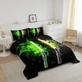 thumbnail image 3 of Erosebridal Galaxy Lightsaber Bedding Comforter Set, Green Orange Down Comforter, Watercolor Print Decor, Reversible, 3 of 7