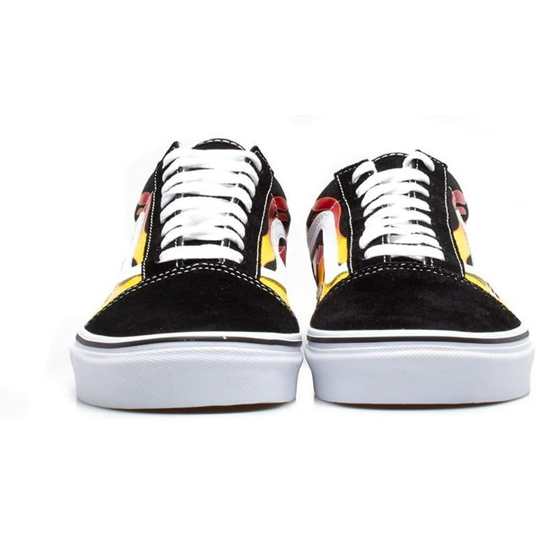 靴 VANS OLDSKOOL FLAME 9H Vans Flame Old Skool Unisex Black/White Low Top Skate Shoes