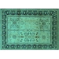 thumbnail image 1 of Ahgly Company Machine Washable Indoor Rectangle Oriental Turquoise Blue Industrial Area Rugs, 5' x 7', 1 of 4