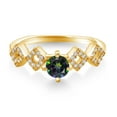 thumbnail image 2 of Gem Stone King 0.93 Ct Round Green Mystic Topaz 18K Yellow Gold Plated Silver Ring (Size 7), 2 of 3