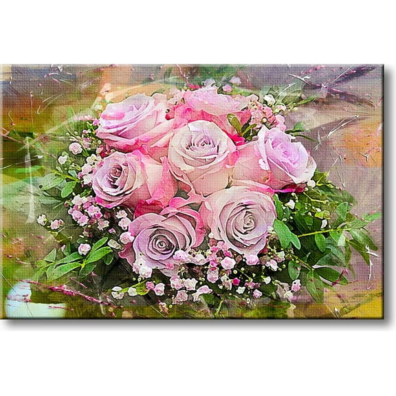 Pink Roses Painting Picture on Stretched Canvas, Wall Art D?cor, Ready to Hang