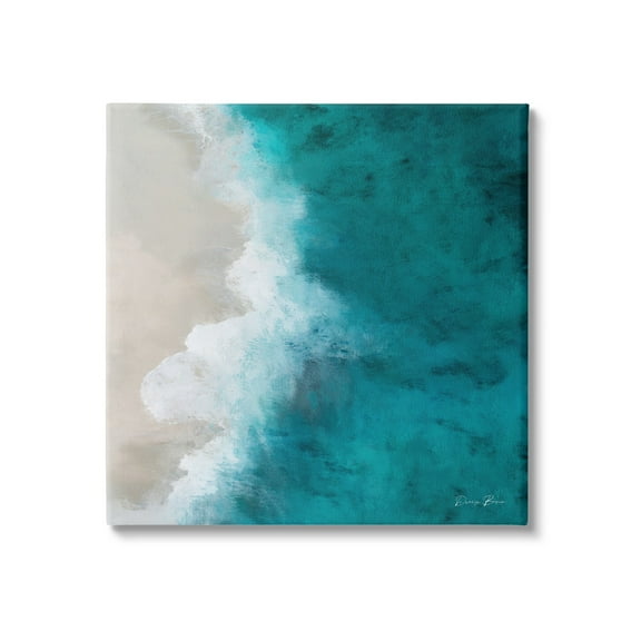 Stupell Industries Aerial View Shoreline Beach Ocean Foam Painting Photography Gallery-Wrapped Canvas Print Wall Art, 24x24, by Denise Brown