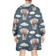 thumbnail image 2 of Blue Background Football Hot Air Balloons Pattern Wearable Oversized Blanket,Wearable Blanket Hoodie for Adults,Cozy Hooded Blankets with Super Pockets,Super Warm Fuzzy Pullover for Women & Men, 2 of 6