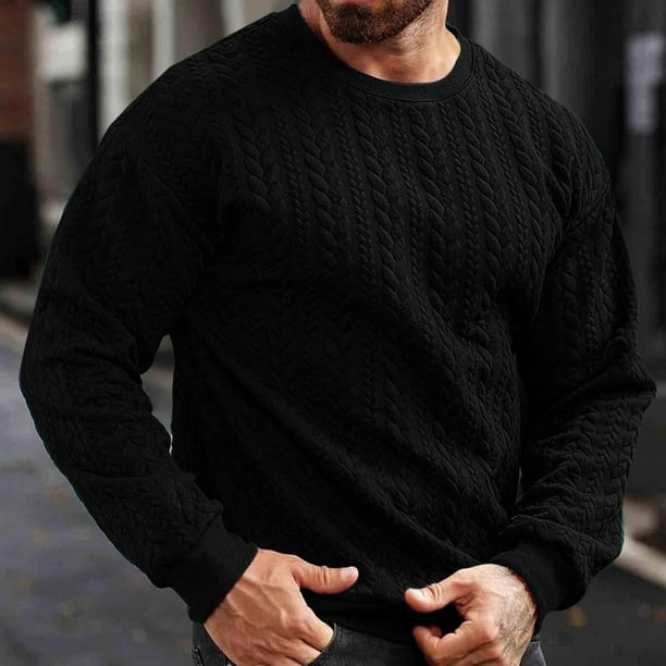 Blusas y camisas de manga larga con cuello redondo para hombre, estilo casual, de color liso, con cordón ajustable, sudaderas con capucha de manga larga, blusa de poliéster para hombre