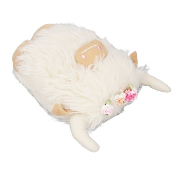 DZ'HUE Peluche Qui Court, Peluche Vache des Highlands, 45 Cm Peluches Veau pour Garçons Et Filles, Décoration Intérieure Adorable p-oupée (Blanc