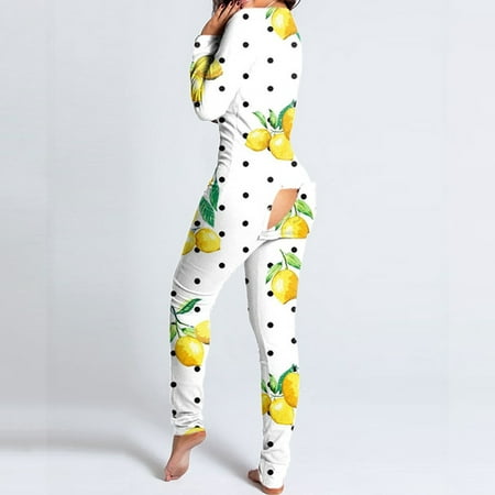 

qucoqpe Sexy Long Sleeve Onesies Pajamas Women s Deep V Neck Butt Button Back Flap Pajama Onesie Shortss Sunflower Printed Knitted One Piece Bodysuit Bodycon Jumpsuit Rompers