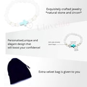 Uloveido Synthetic Blue Turquoise Side Cross Bracelets Crystal Beaded Bracelet Bangle Mustard Seed Christian Gifts for Women Y943 (Blue)