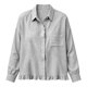 thumbnail image 5 of Neewe Womens Smocked Cuffed Striped Plain Shirt Casual Collar Long Sleeve Oversized Button Down Blouse Tops with Pocket Shirred, 5 of 7