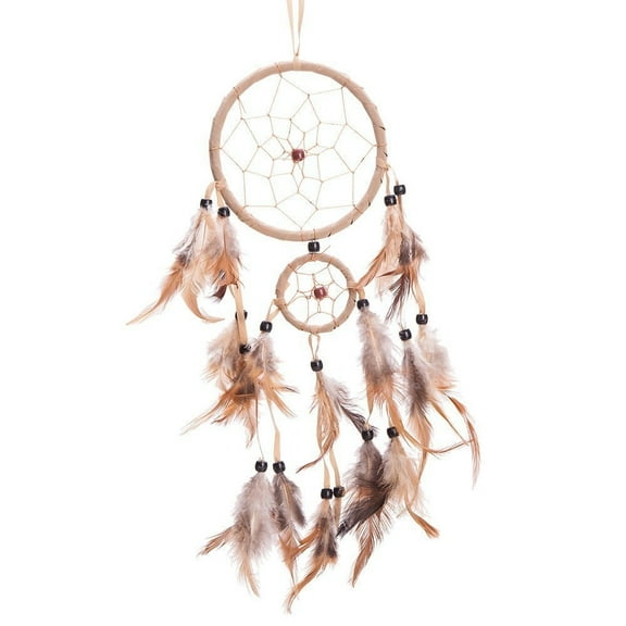 18" Traditional Beige Dream Catcher with Feathers Wall or Car Hanging Ornament