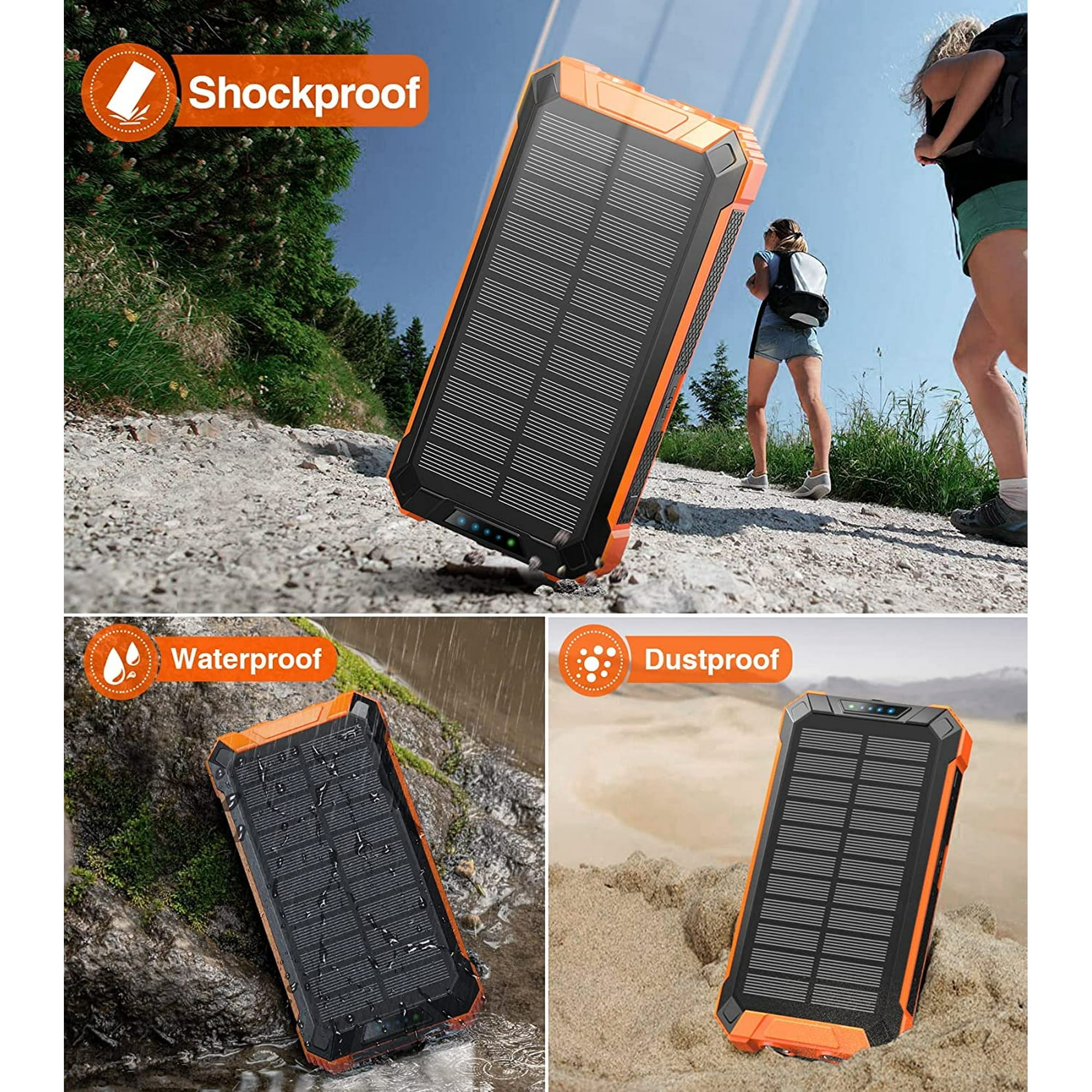 36000mAh Solar Power Bank 15W Fast Charging with Cables & Wireless Charger, Solar Charger Compatible for iPhone & Android Phone