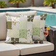 thumbnail image 4 of Spring Floral Outdoor Waterproof Pillow Covers, Yellow Flowers Botanical Patchwork Grid Bohemia Decorative Square Throw Pillowcase Sofa Cushion Sham for Patio/Couch/Chair, 16"x16" 2 Pack, 4 of 8