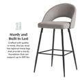 thumbnail image 4 of Walker Edison Set of 2 Modern Bar-Height Upholstered Barstools, Mushroom, 4 of 14
