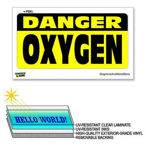 Danger Oxygen - 12 in x 6 in - Laminated Sign Window Business Sticker