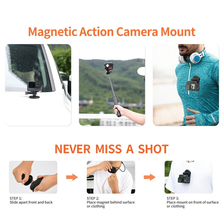 UURIG BH-06 Magnetic Sports Camera Neck Holder Mount Quick Release with 1/4  Inch Screw Adapter Lanyard Replacement for GoPro Hero 10/9/8 Sports Cameras  