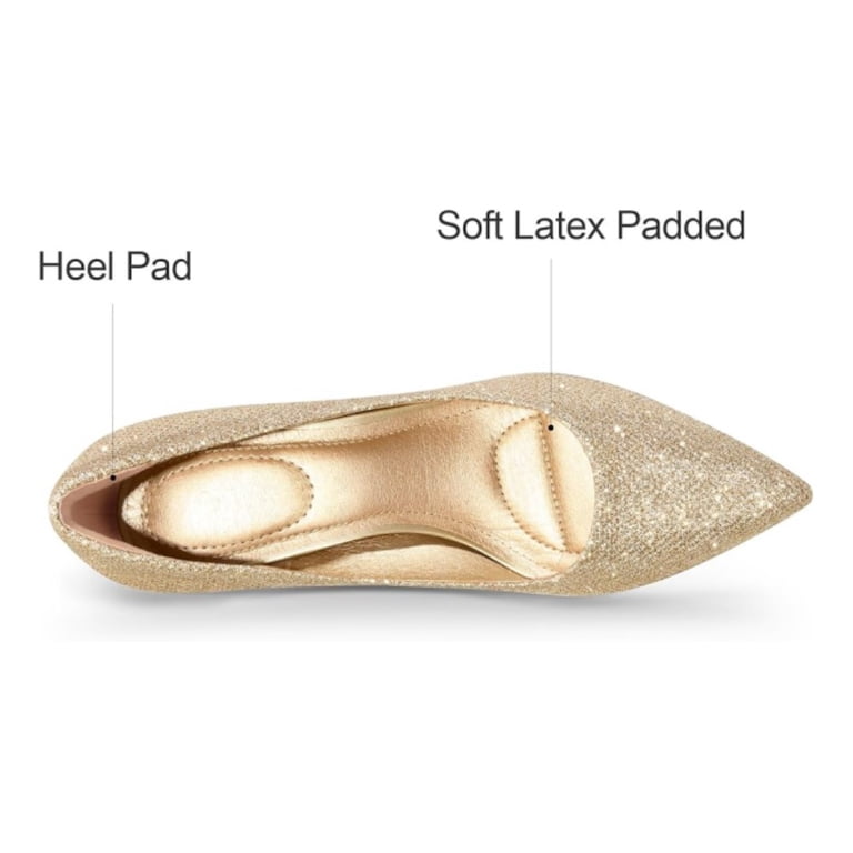 Bocca Women's 2Inch Pumps Gold Pointed Toe Dress Shoes Kitten Heel 8M