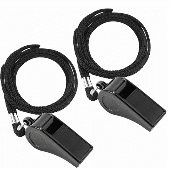 Naisfei 2 Pack Stainless Steel Coach Whistle with Lanyard, Super Loud Sports Whistle - for Referees, Coaches, Outdoor And Emergency Use