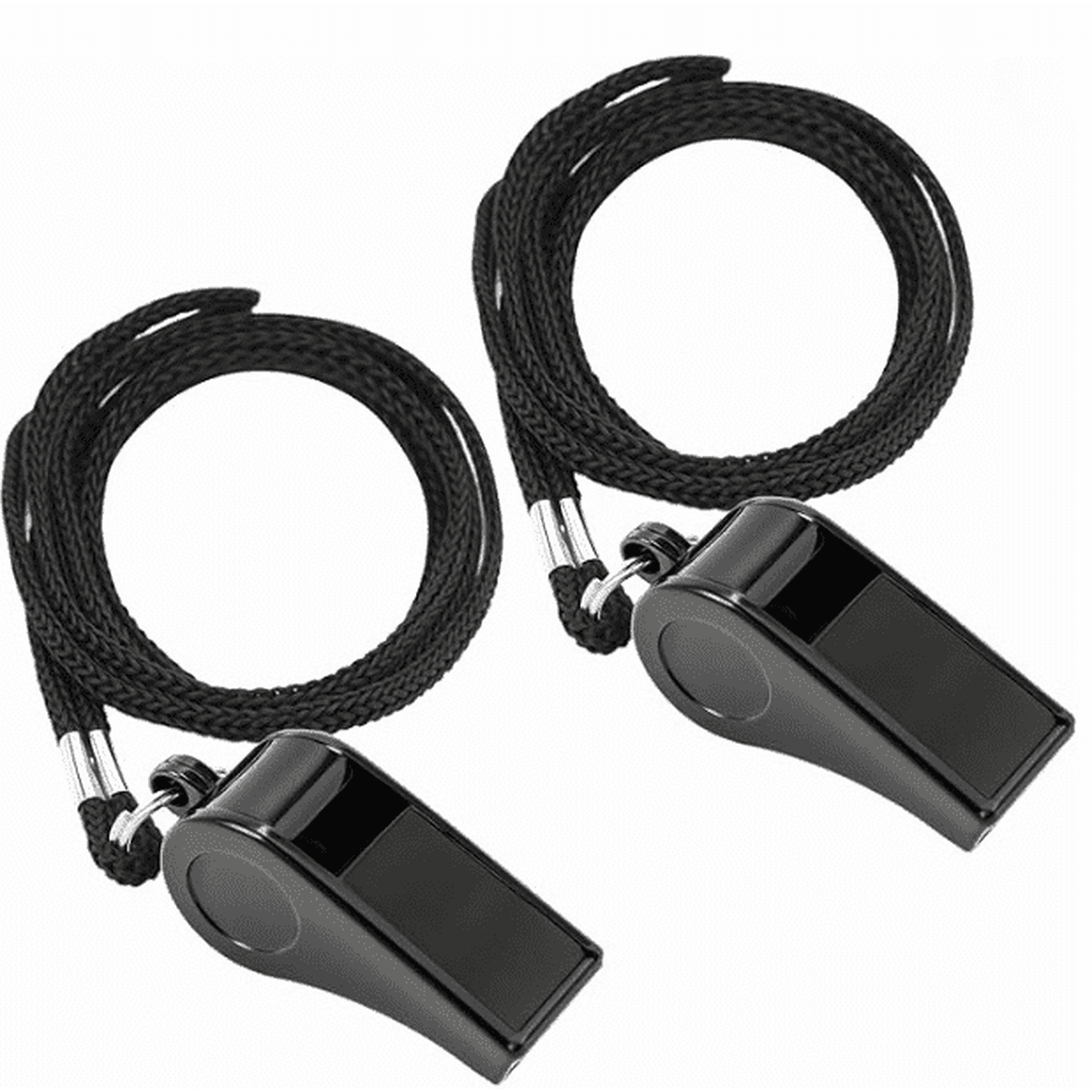 Naisfei 2 Pack Stainless Steel Coach Whistle with Lanyard, Super Loud Sports Whistle - for Referees, Coaches, Outdoor And Emergency Use