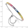 thumbnail image 2 of Sterling Silver Bracelet Adjustable & Stretch Wrap Box Cubic Zirconia Princess 4.15 mm in Prizma 4 Channel-Set Colorful CZ Bolo, 2 of 3