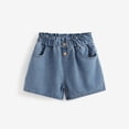 thumbnail image 5 of Solid Color Girls Jean Shorts with Elastic Waist – Skin-Friendly Comfortable Denim Shorts, Minimalist Casual Summer Outfit for Girls, Outdoor Daily Wear for Toddlers Size 3–11 Years, 5 of 9